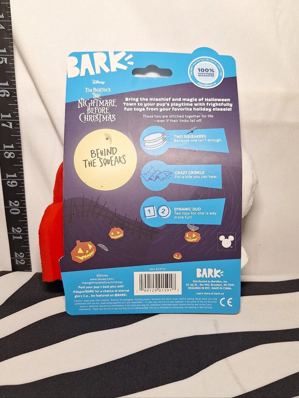 NWT Bark Nightmare Before Christmas Jack w/ Sally and Oogie Dog Toys, XS-S & S